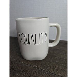 NWT Rae Dunn Magenta Artisan Equality Ceramic Coffee Mug White Black Writing